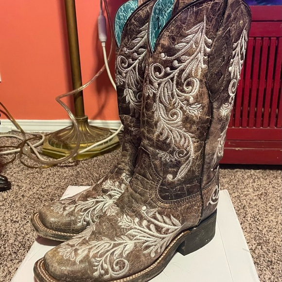 Corral Women’s Western Boots Size 7 M Brown Embroideried Leather Rodeo Cowgirl - Picture 4 of 6